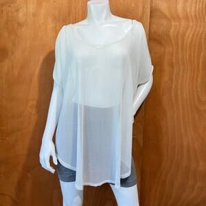 Jordan Taylor White Mesh Swim Cover-Up Tunic Top Size XL Made in USA GF1774